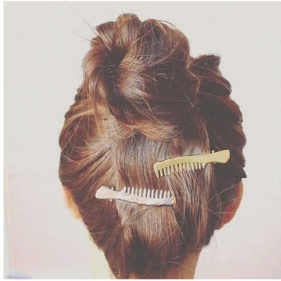 Brandy Melville Accessories - 2 Brandy Melville Gold Metal Comb Brush Hair Clip